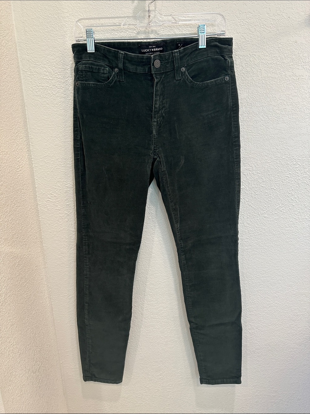 Lucky Brand Women's Dark Green Corduroy Skinny Jeans